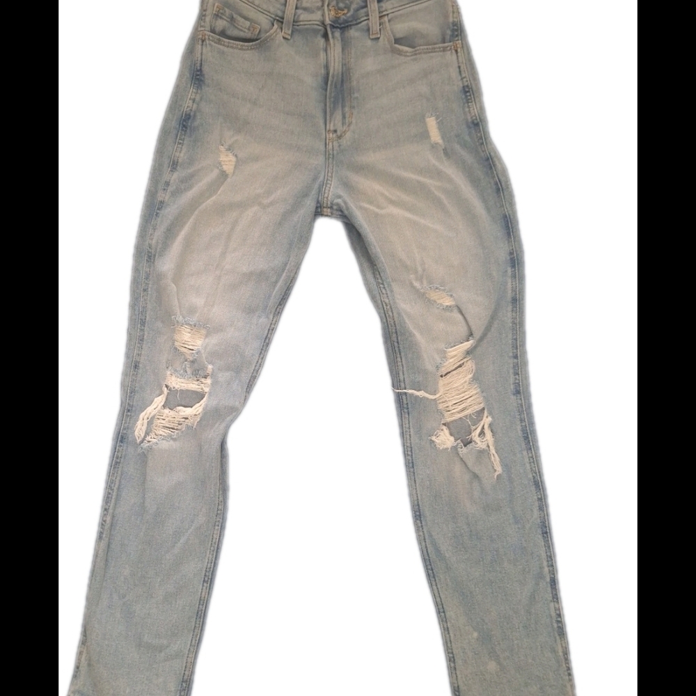 Hollister Ultra High Waisted Mom Jean Distressed Size 3r/ 26r